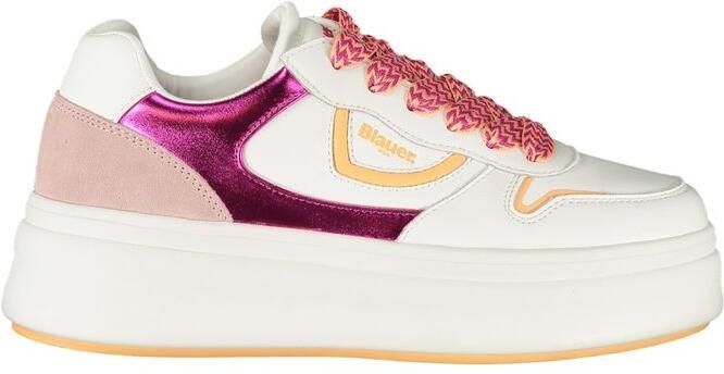 Blauer Witte Polyurethaan Dames Sneakers
