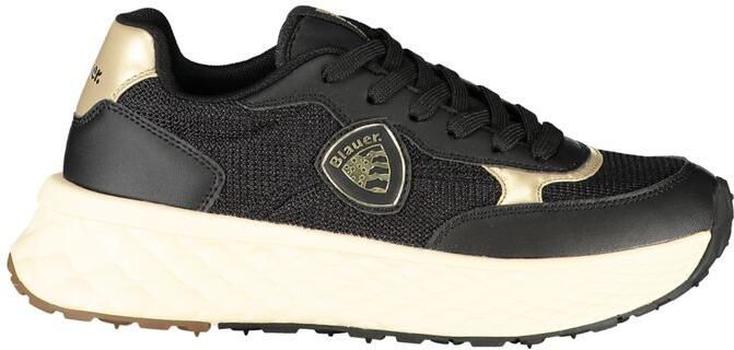 Blauer Zwarte Leren Dames Sneakers