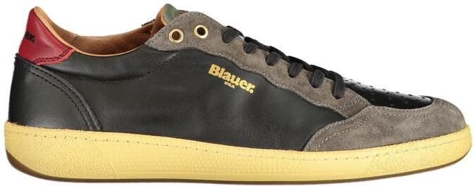 Blauer Zwarte Leren Heren Sneakers