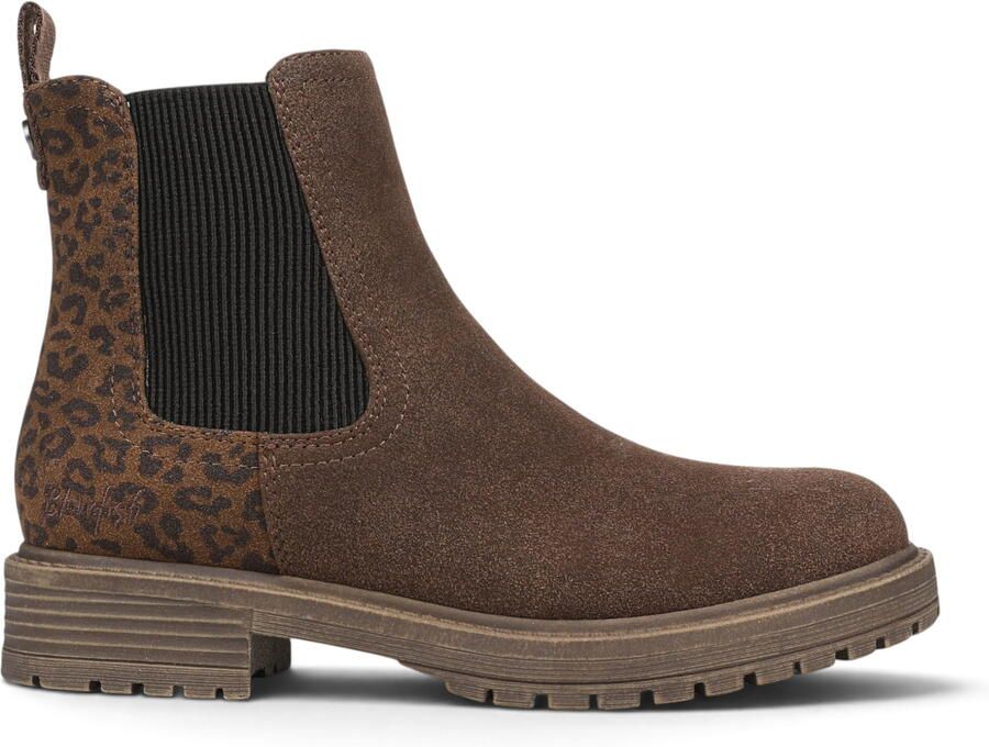 Blowfish Malibu dames chelsea boots van kunstsuède met bruine luipaardprint Alfie