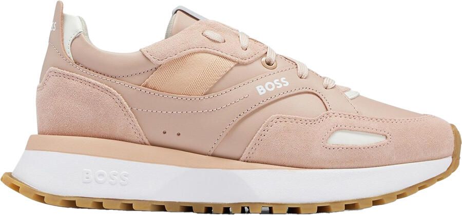 Boss Dames Leren Trainers (Licht Beige)