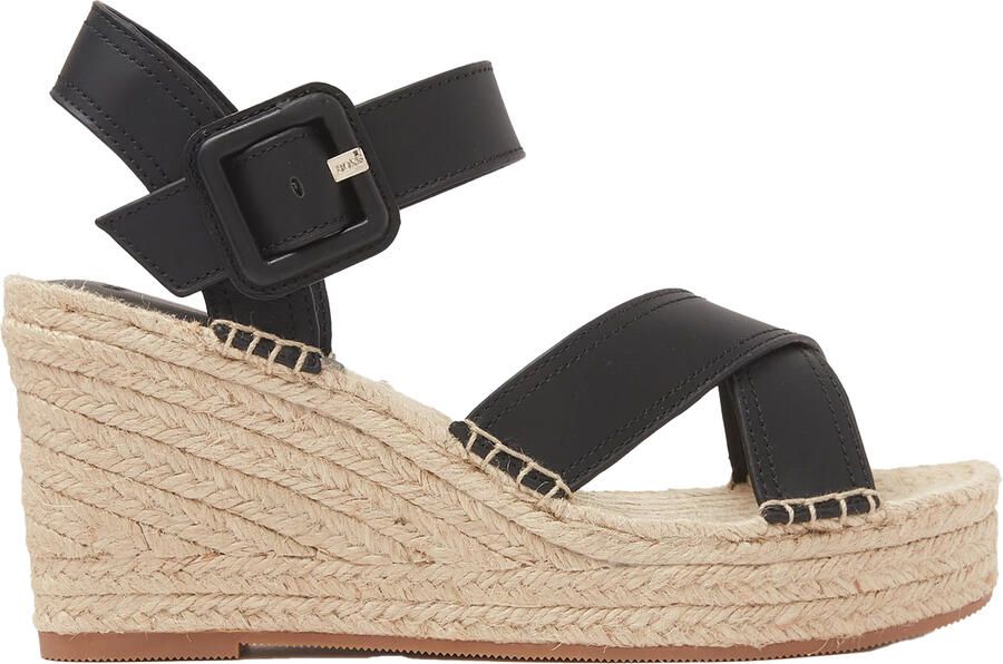 Boss Espadrilles met bandjes en sleehak voor dames (Zwart)