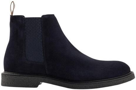 Boss Heren Chelsea Laarzen met Suède Stitch Detail in reliëf (Donkerblauw)