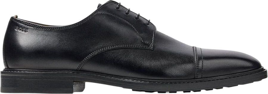 Boss Heren Leren Derby Schoenen (Zwart)