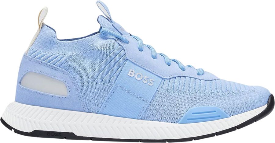 Boss Heren Titanium Logo Gebreide Sneakers (Pastelblauw)