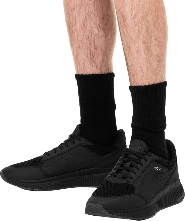 Boss Heren TTNM EVO Leren Chunky Zool Sneakers (Zwart)