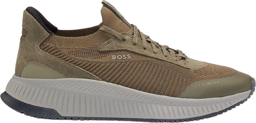 Boss Heren TTNM EVO Suède Sneakers (Donkergroen)