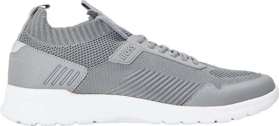 Boss Lage herensneakers van extreem leer (Lichtgrijs)