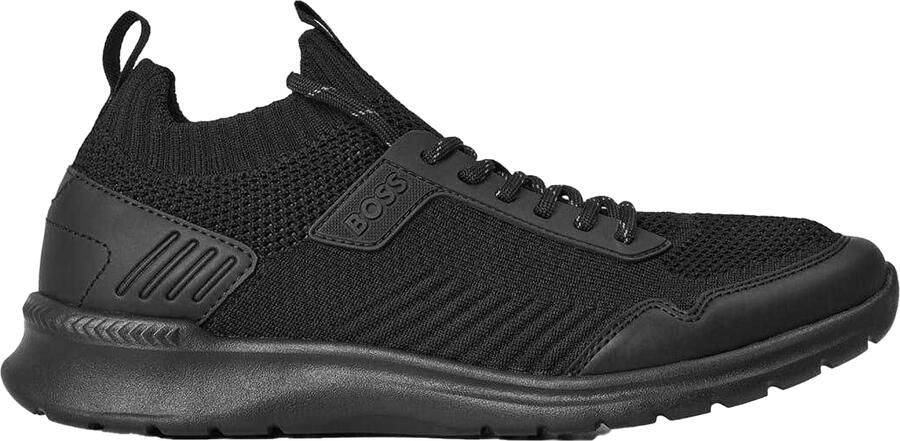 Boss Lage herensneakers van extreem leer (Zwart)