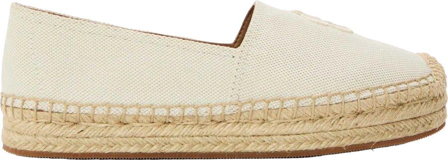Boss Lederen platte espadrilles voor dames (Licht Beige)