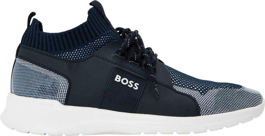 Boss Mannen Extreme Logo Gebreide Sneakers (Donkerblauw)