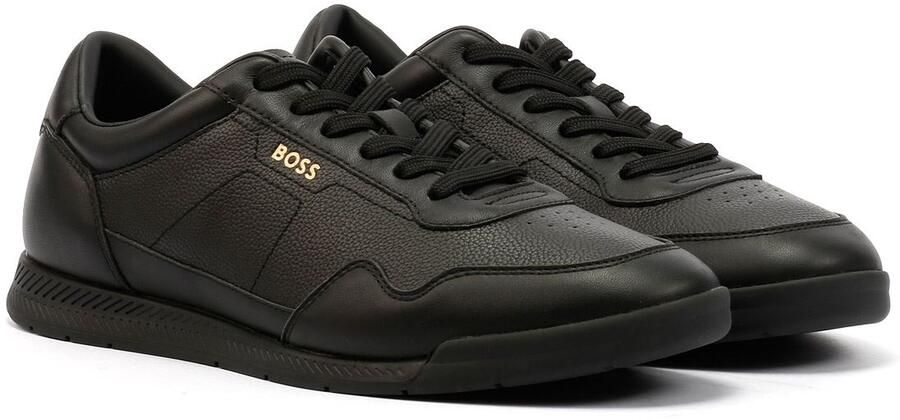 Boss Titanium Leren Heren Sneakers Zwart