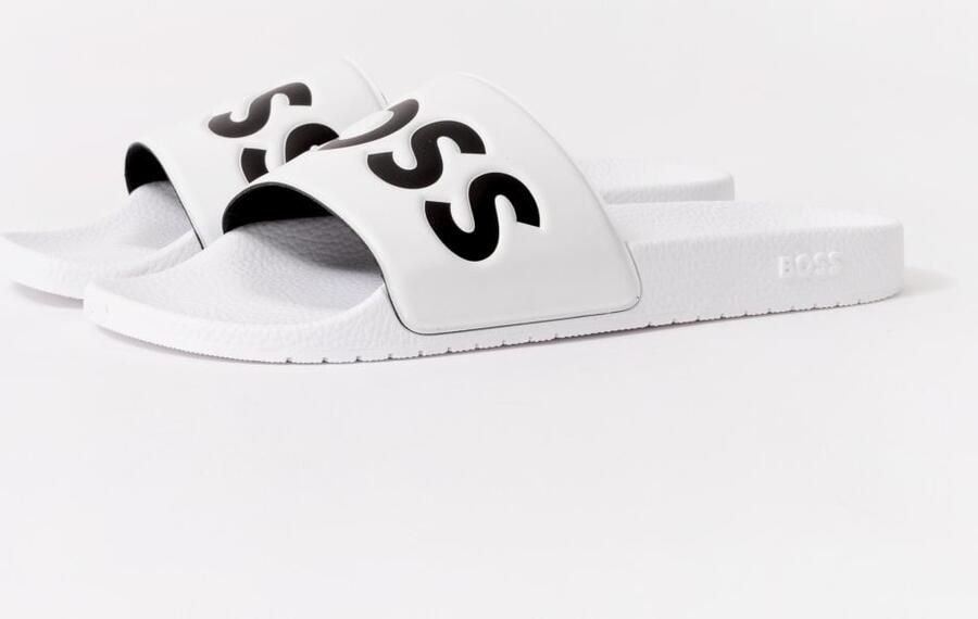 Boss Orange Aryeh Met Groot Logo Detail Slippers in Wit