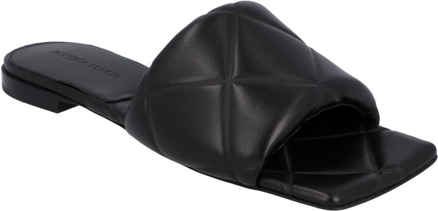 Bottega Veneta Dames Rubber Lido Platte Sandalen in Zwart Lamsleer