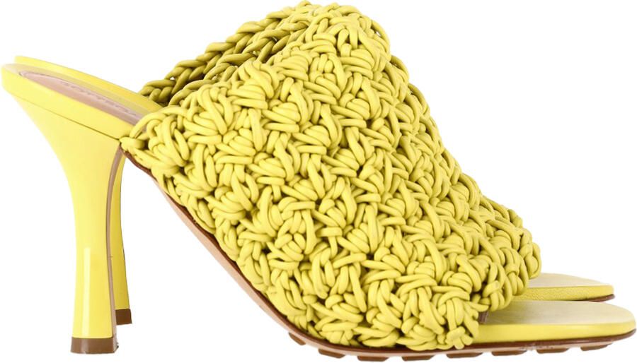 Bottega Veneta Pre-owned Bottega Veneta muiltjes met gehaakte hak in geel nappaleer