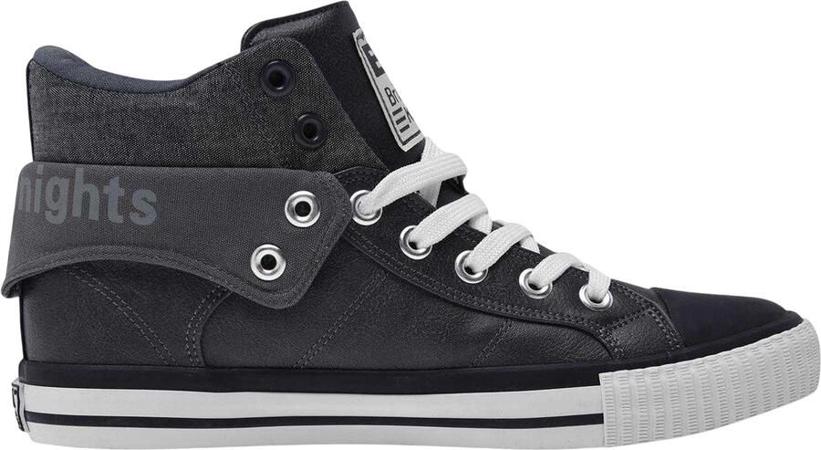 British knights Heren Roco hoge sneakers met omgeslagen kraag (Donkergrijs Zwart)