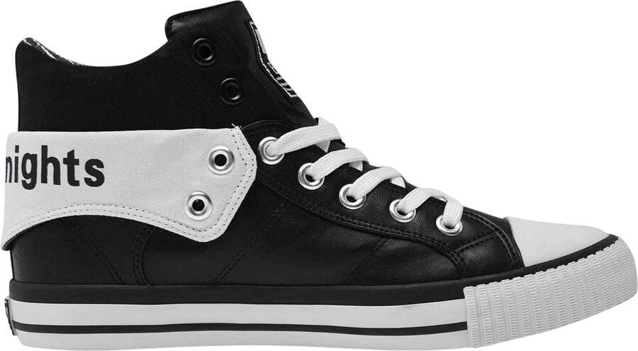 British knights Heren Roco hoge sneakers met omgeslagen kraag (Zwart Wit)