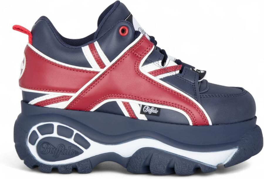 Buffalo Dames Blauw Rood Chunky Platform Fashion Sneakers 1339-14