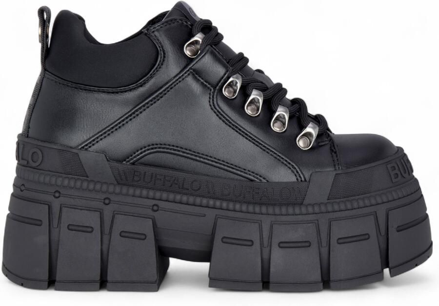 Buffalo Dames Chunky Platform Zwarte Gothic Enkellaarsjes Gospher Hike-Lo