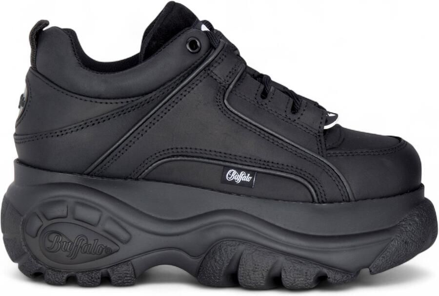 Buffalo Dames Zwarte Leren Chunky Platform Fashion Sneakers 1339-14-2.0