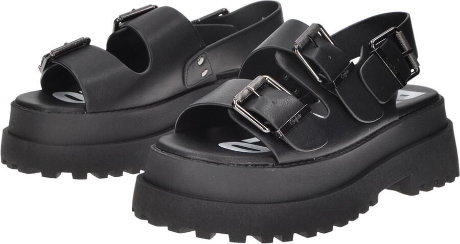 Buffalo Pluto Ari Dames Zwarte Sandalen