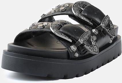 Buffalo Raya Ari West Leren Dames Zwarte Sandalen