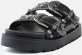 Buffalo Raya Ari West Leren Dames Zwarte Sandalen - Zwart
