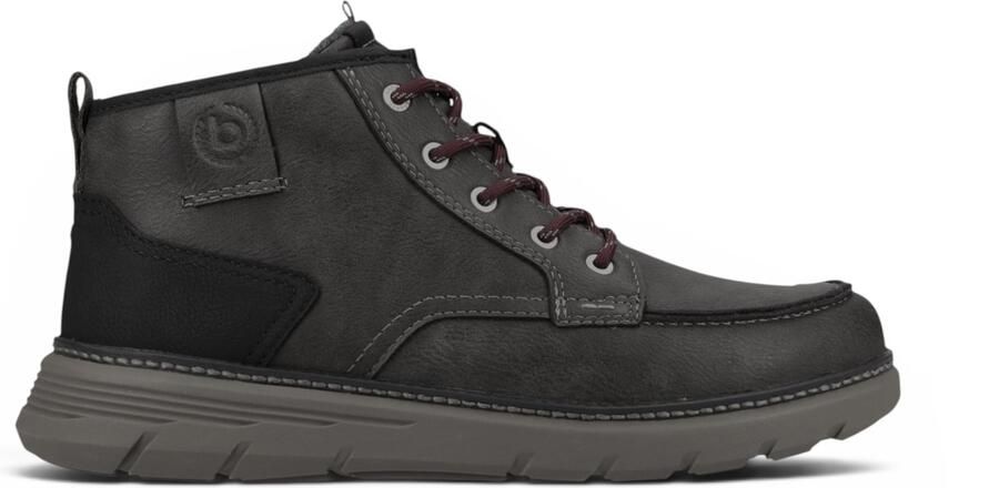 Bugatti Grey Leather Strike-up Casual enkellaarzen voor mannen Pulau