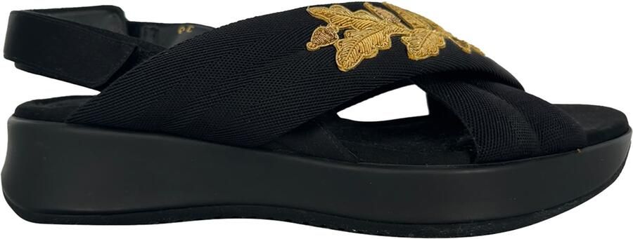 Burberry Pre-owned Burberry Prorsum geborduurde slingback sandalen in zwart polyester