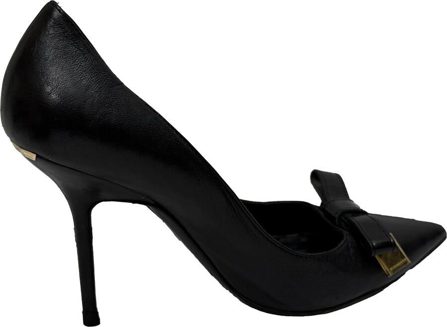 Burberry Pre-owned Burberry pumps met spitse neus en strikaccent in zwart leer