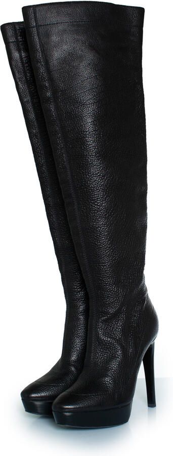 Burberry Pre-owned Zwarte leren overknee platformlaarzen van Burberry