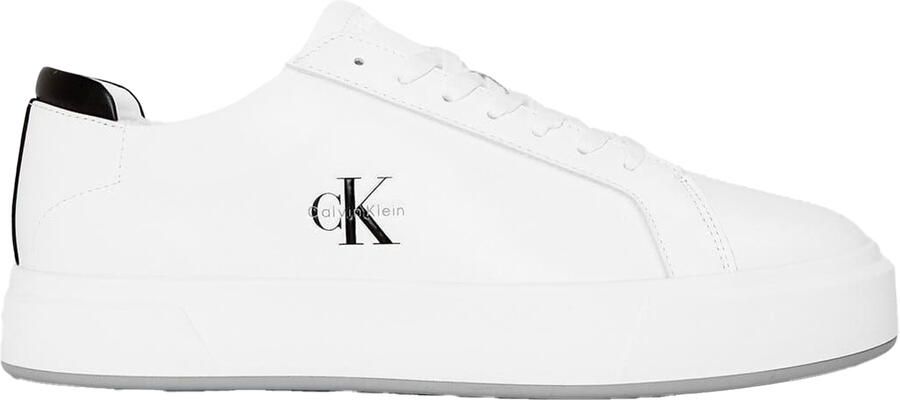 Calvin Klein Heren basketbalschoenen met logo en cupzool voor op het veld (Wit Zwart)