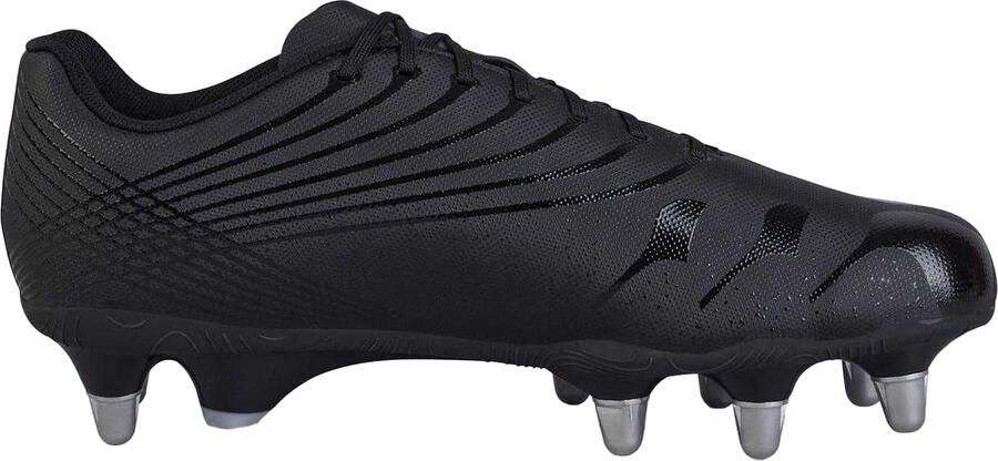 Canterbury Stampede Groundbreak-rugbyschoenen voor heren van leer met patroon voor zachte ondergrond (Zwart Zilver)
