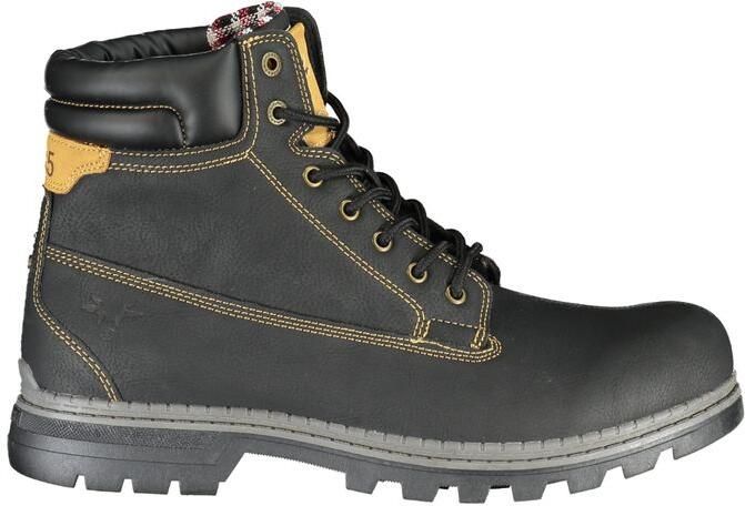Carrera Zwarte Leren Laarzen Vetersluiting Stijl