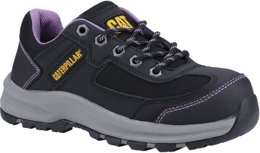 Caterpillar Elmore PVC Zwart Brede Pasvorm Lila Veiligheidsschoenen