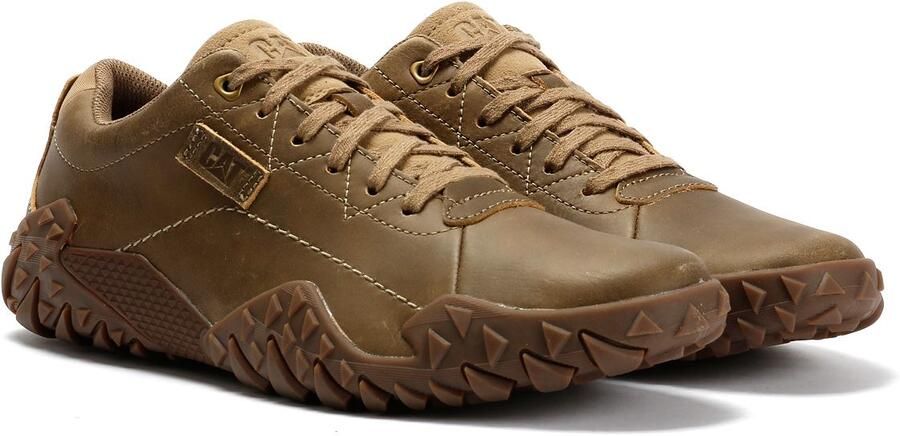 Caterpillar Gridlock Lo Volnerf Leren Mannen Beaned Cream Veterschoenen