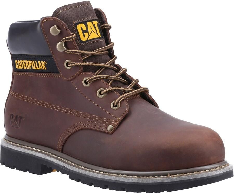Caterpillar Powerplant Nubuck Bruin Brede Pasvorm Veiligheidslaarzen
