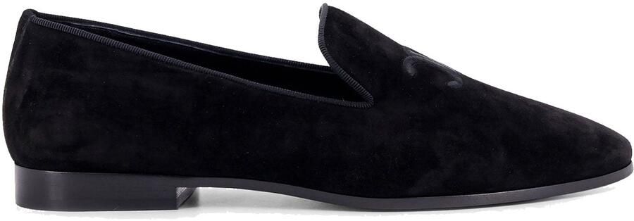 Céline Celine fluwelen loafers met geborduurd triomphe-logo