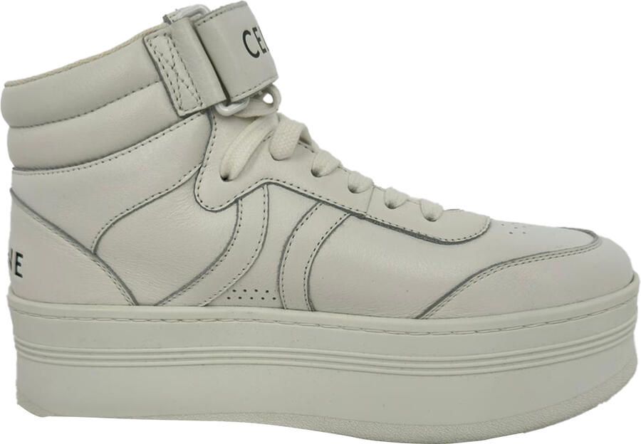 Celine Pre-owned Celine sneakers met klittenbandsluiting en vetersluiting in wit leer