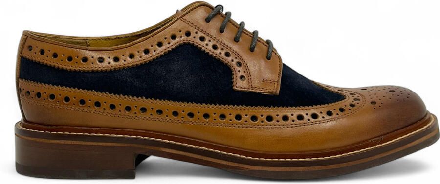 Chapman Moore Chapman & Moore Heren Bruine Leren Marineblauwe Suède Brogues Oxford Formele Schoenen
