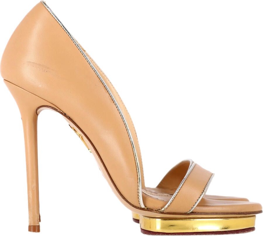 Charlotte Olympia Pre-owned Charlotte Olympia Christine open teensandalen in beige leer