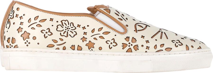 Charlotte Olympia Pre-owned Charlotte Olympia Coole Katten Laser-geknipte Instap Sneakers in Crème Leer