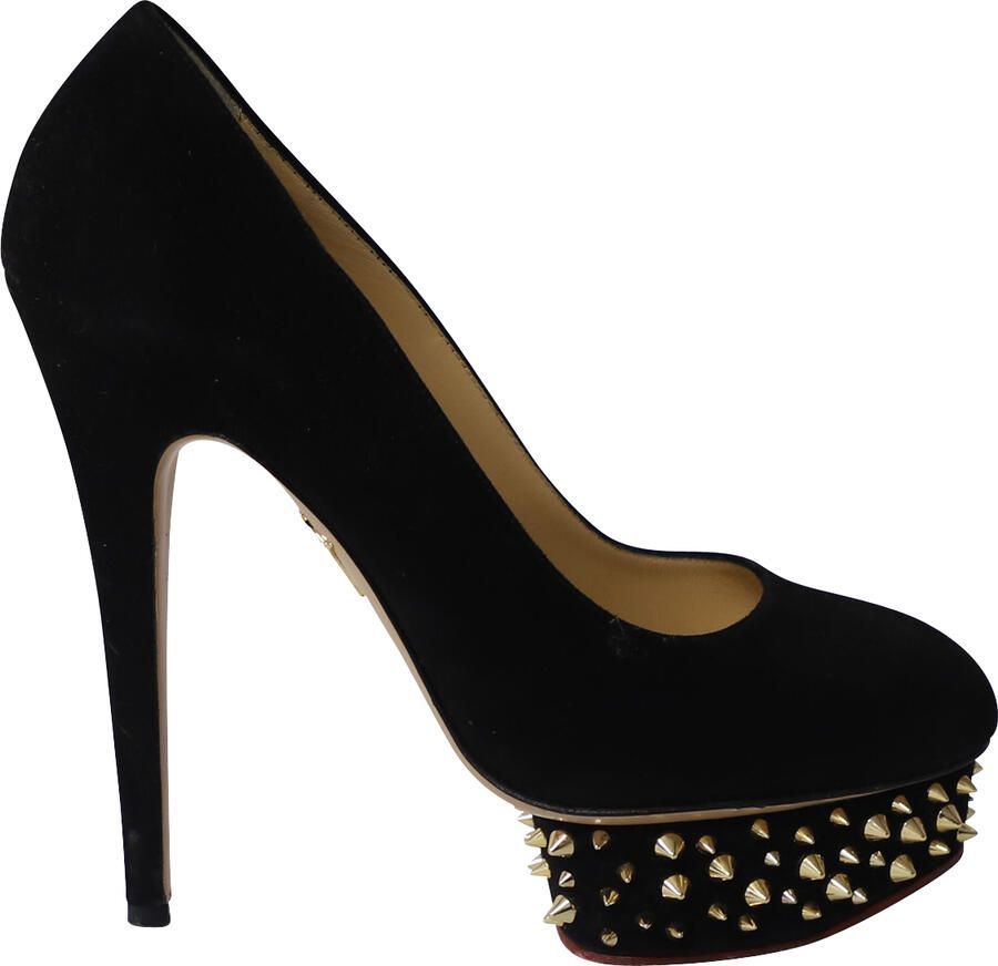 Charlotte Olympia Pre-owned Charlotte Olympia Dolly Studs Versierde Pumps in Zwart Suède