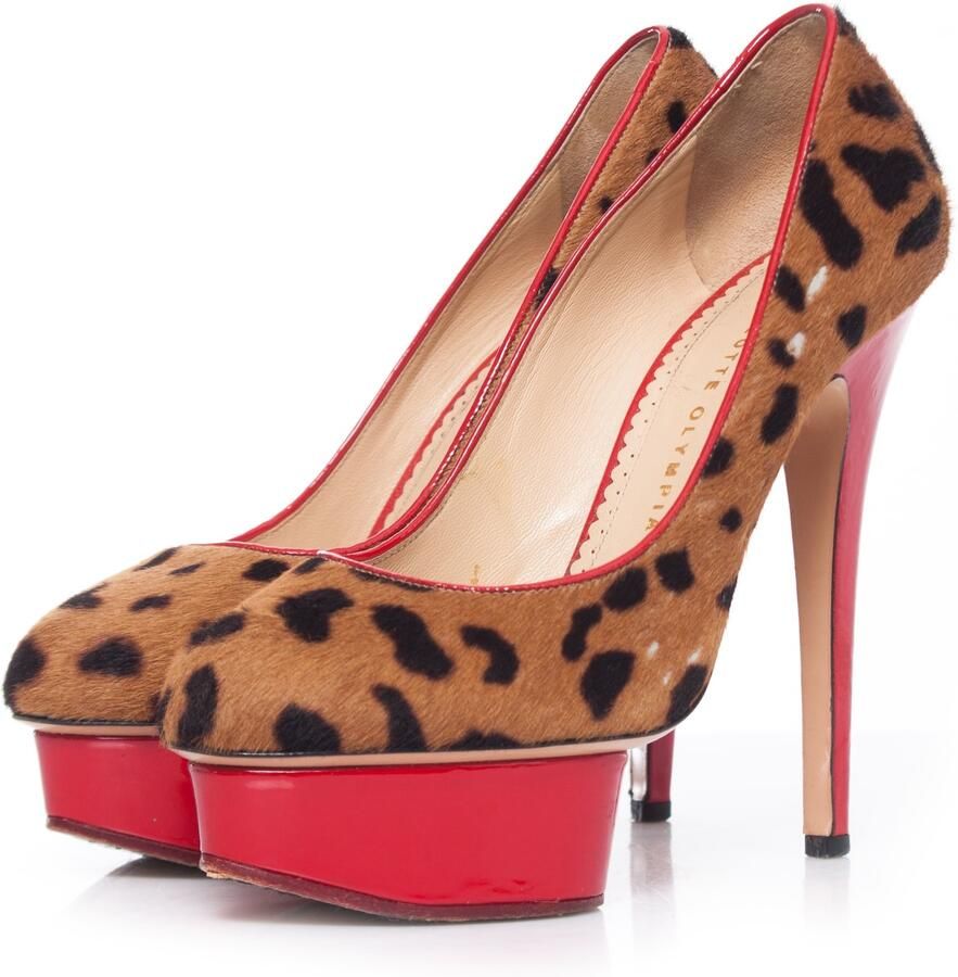 Charlotte Olympia Pre-owned Charlotte Olympia Leopard Print ponyskin Polly pumps.