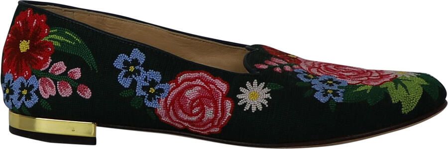 Charlotte Olympia Pre-owned Charlotte Olympia Rozenhof Bloemig Geborduurde Instappers in Groene Stof