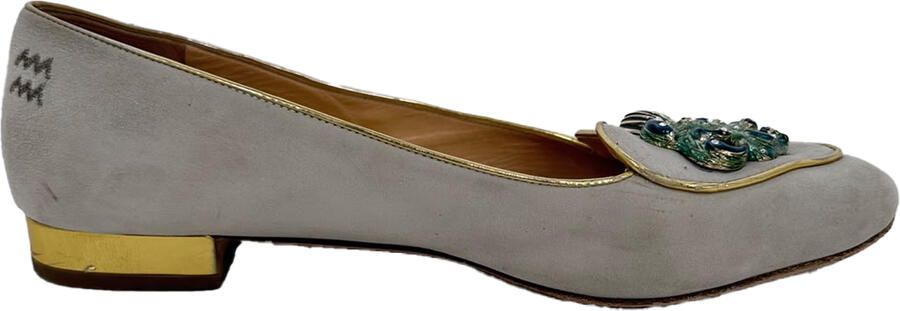 Charlotte Olympia Pre-owned Charlotte Olympia Versierde Ballerina's in Grijs Suède
