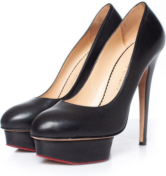 Charlotte Olympia Pre-owned Charlotte Olympia Zwarte leren plateau pumps