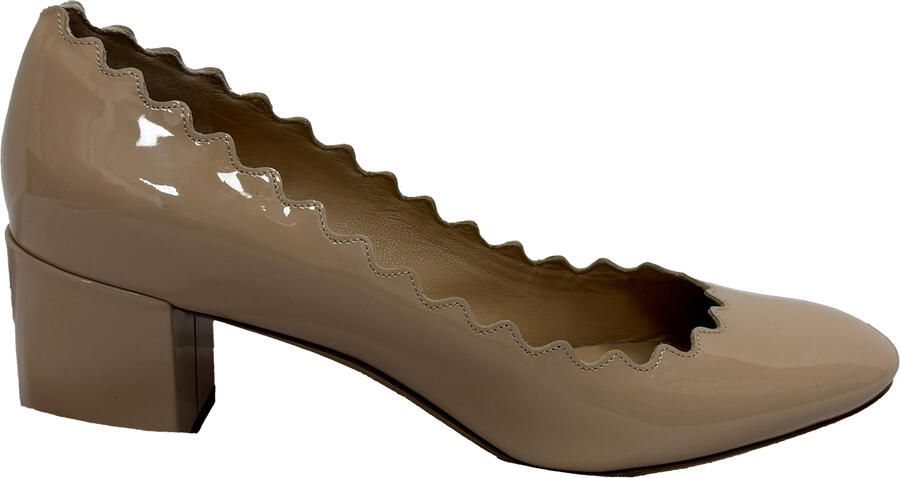 Chloe Pre-owned Chloé Lauren Gelaagde Hakken in Beige Glanzend Leer