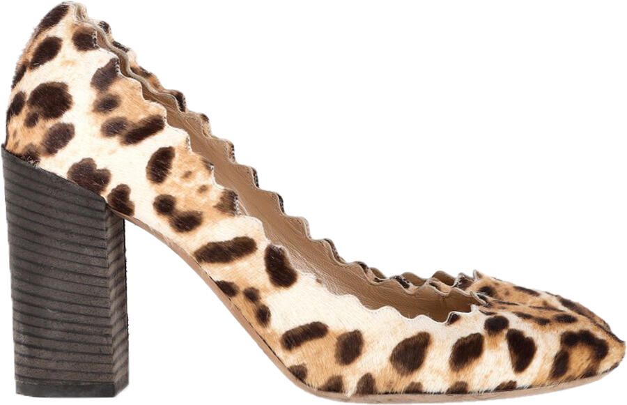 Chloe Pre-owned Chloé Leopard Scallop Pumps in Bruin Ponyhaar