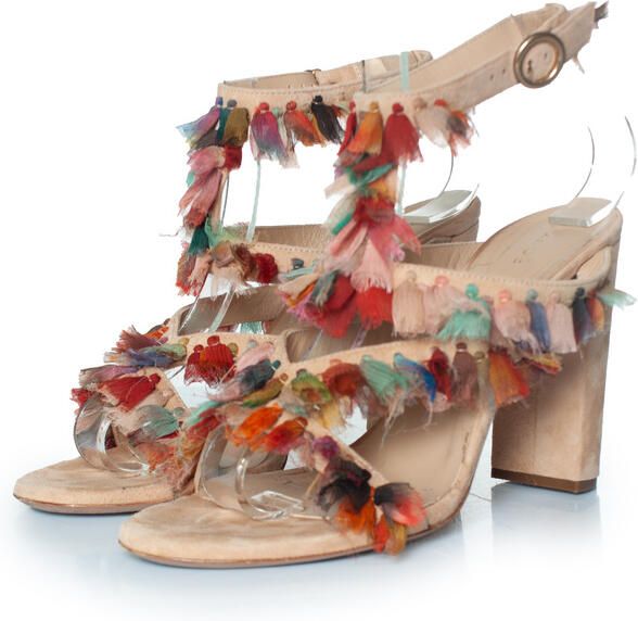 Chloe Pre-owned Chloe Silk Liz sandalen met kwastjes en blokhak